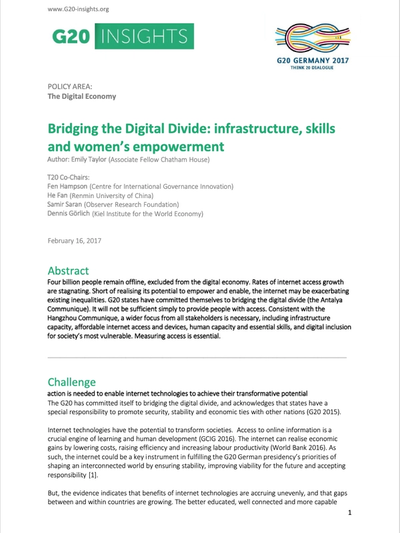 Bridging the Digital Divide: infrastructure, skills and women's empowerment