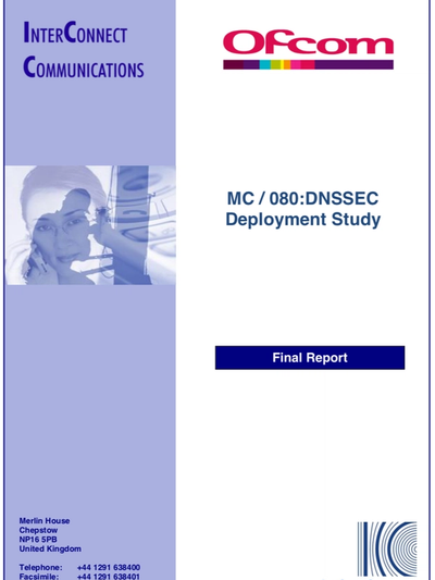 MC/080 DNSSEC Deployment Study