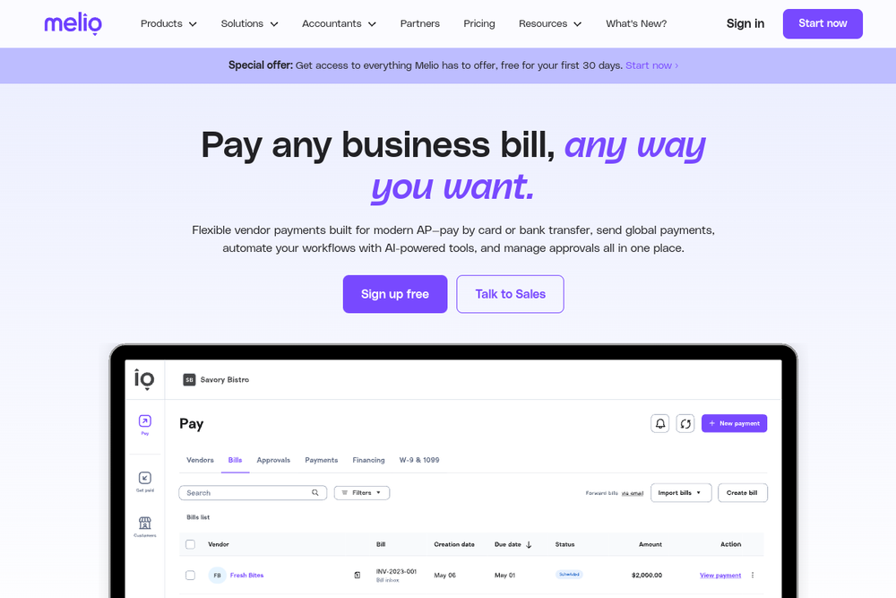 Official screenshot of Melio