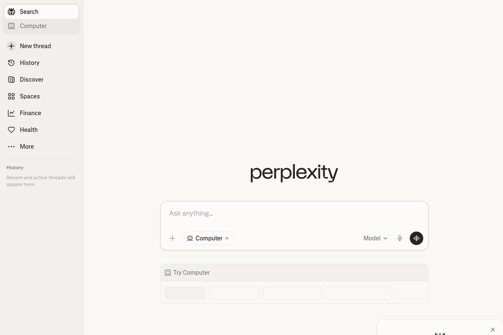 Official screenshot of Perplexity