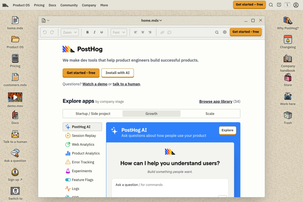 Screenshot of PostHog