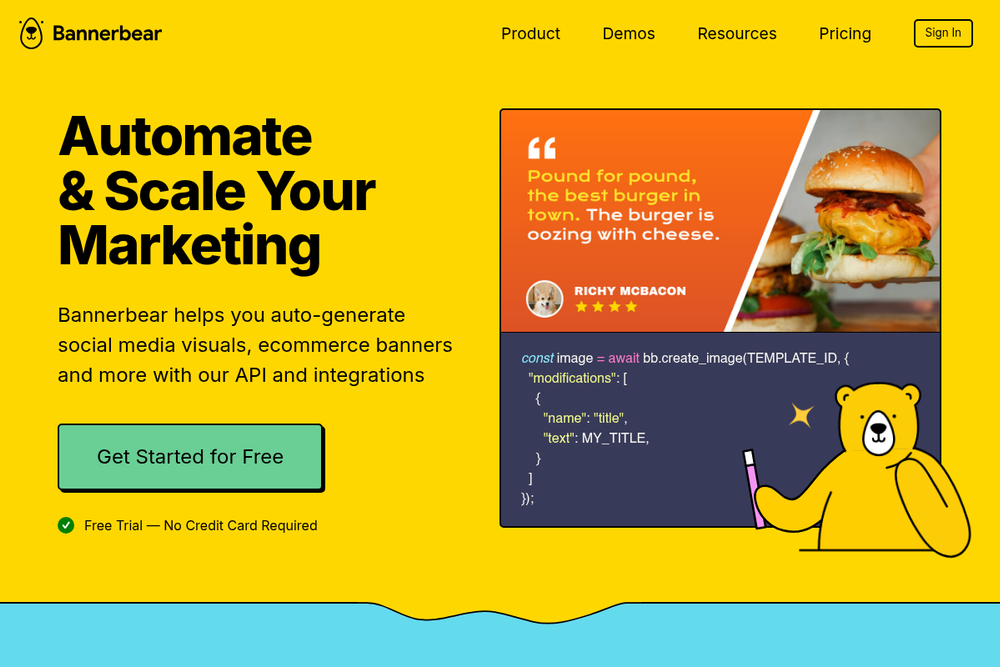 Screenshot of Bannerbear