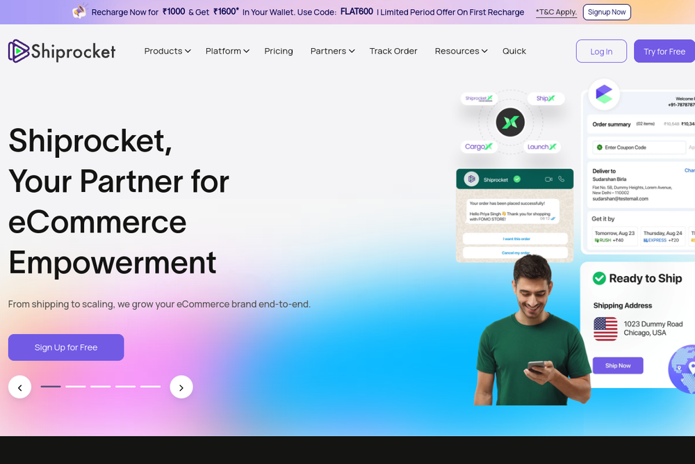 Official screenshot of Shiprocket