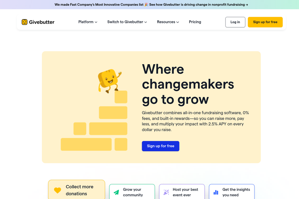 Official screenshot of Givebutter