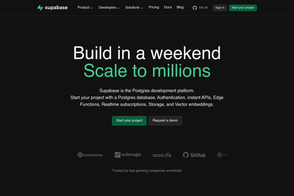 Screenshot of Supabase