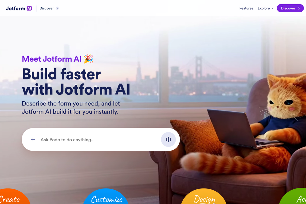 Official screenshot of Jotform AI