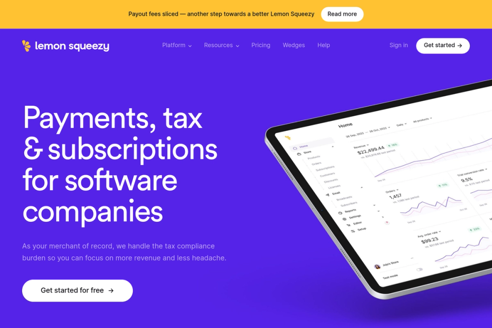 Screenshot of Lemon Squeezy