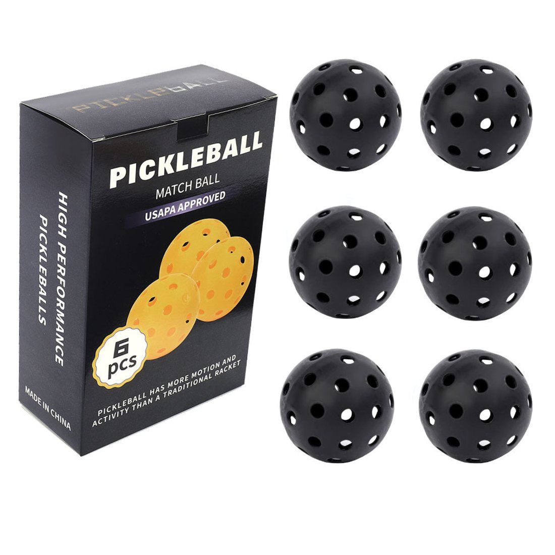 Black private-label retail box for pickleballs with branding and barcode, a shelf-ready packaging format