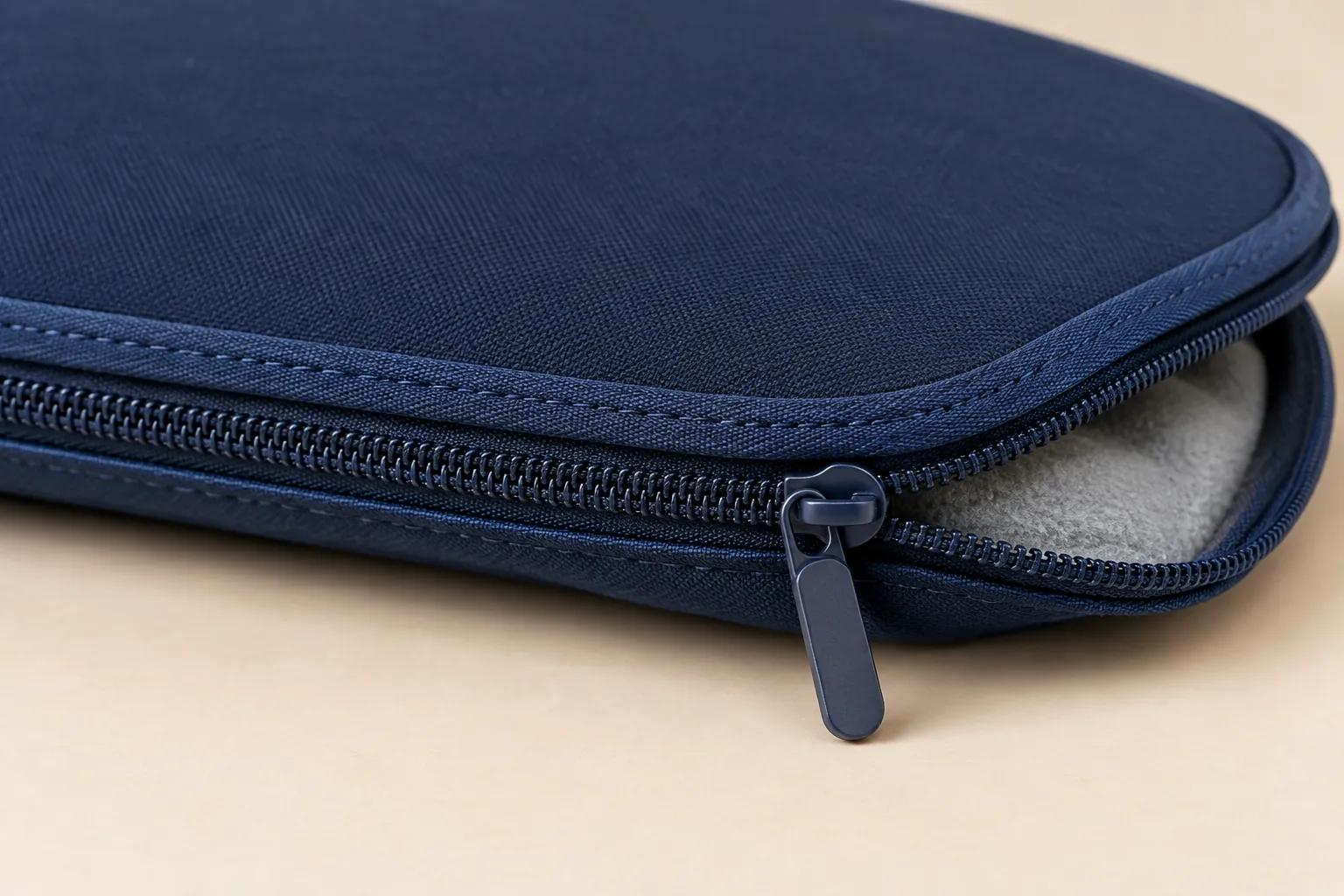 Illustration of a zipper and bound seam on a protective paddle cover