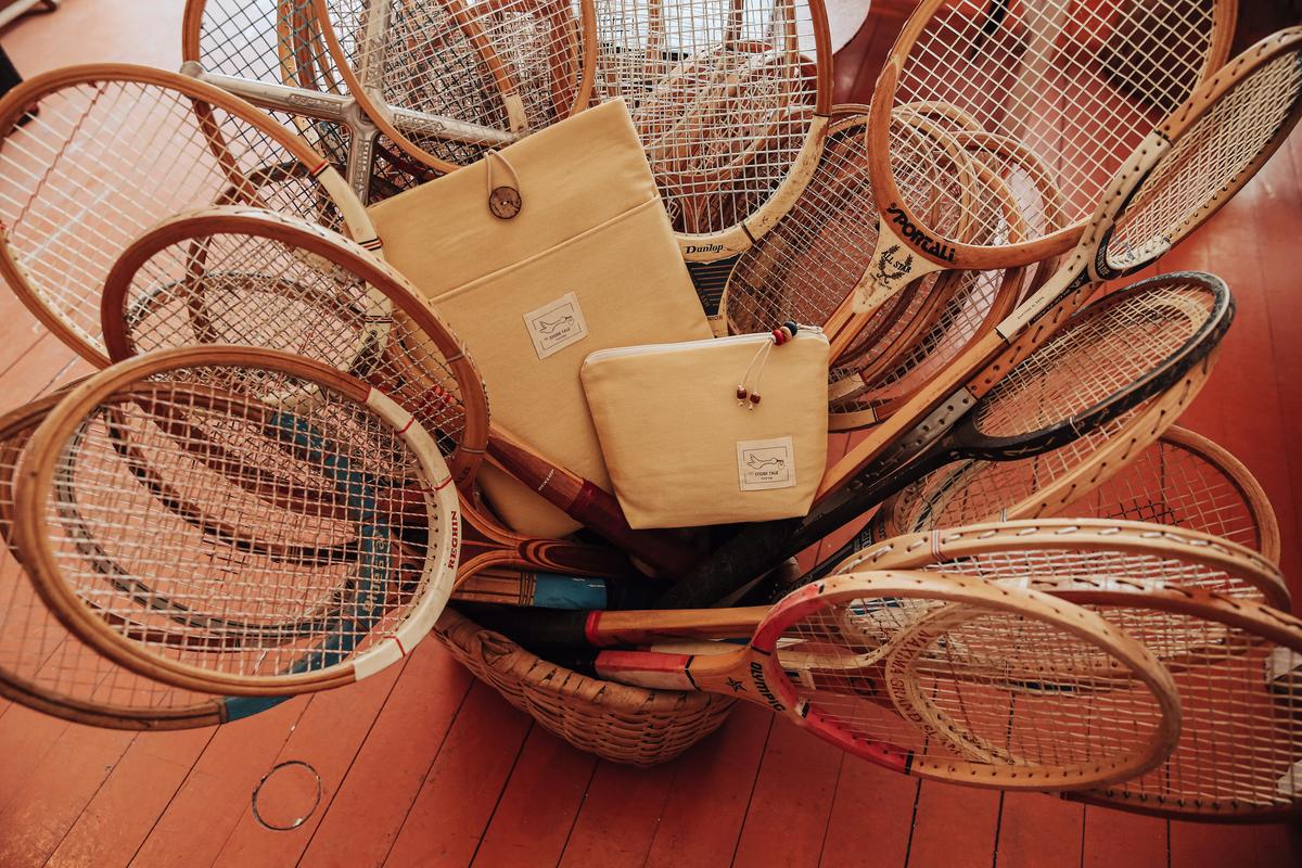 Court setup equipment consolidated for a new pickleball facility opening order