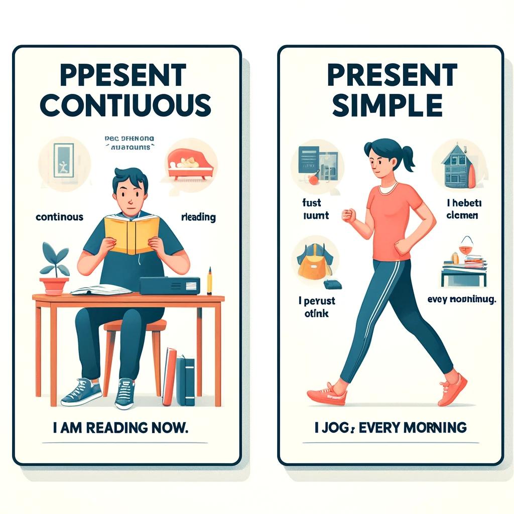 Image. Understanding the Differences: Present Continuous vs. Present Simple in English Grammar