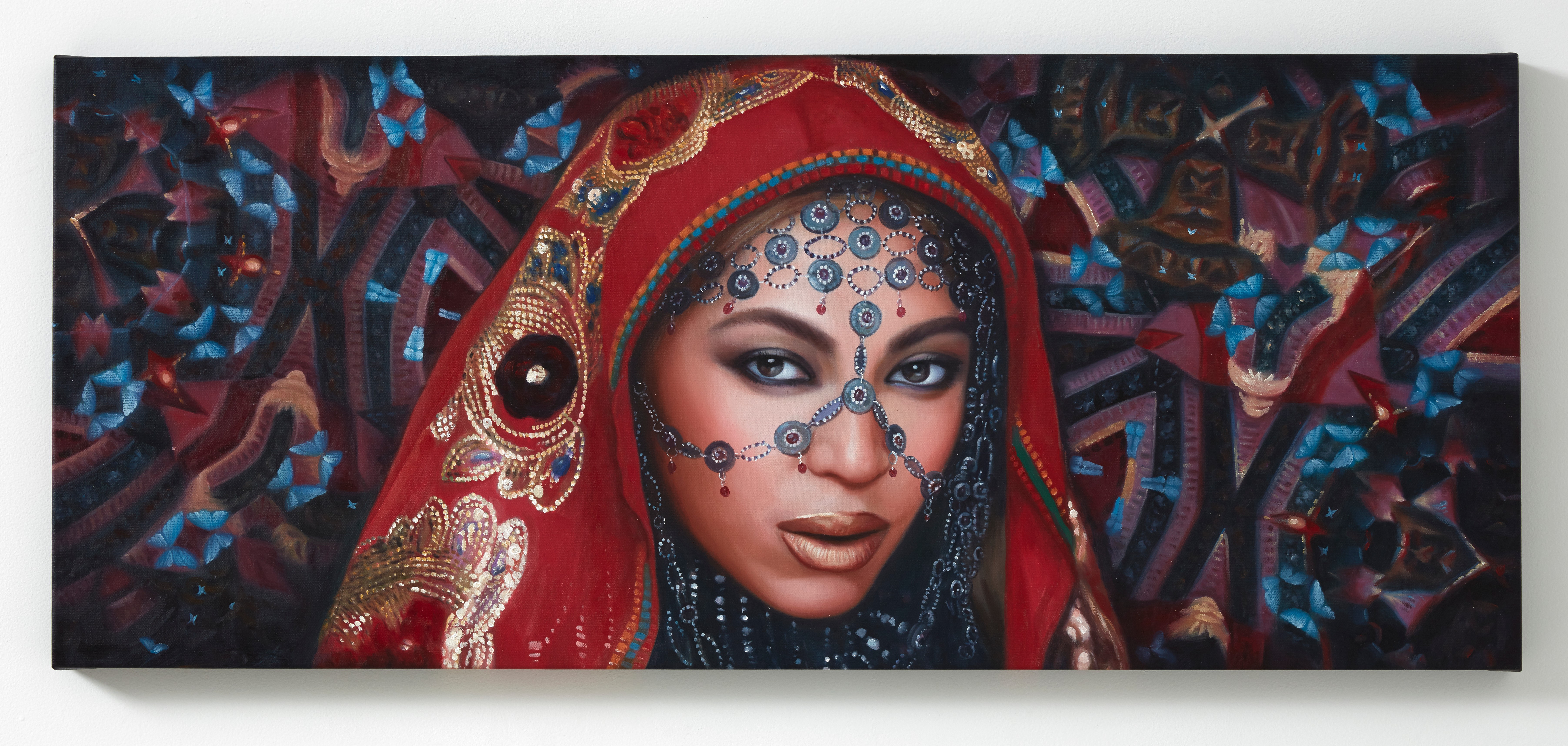 Painting of Beyonce in an Indian head covering
