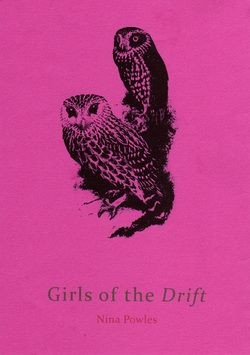 A black and white nature illustration of owls on top of a bright pink background. 