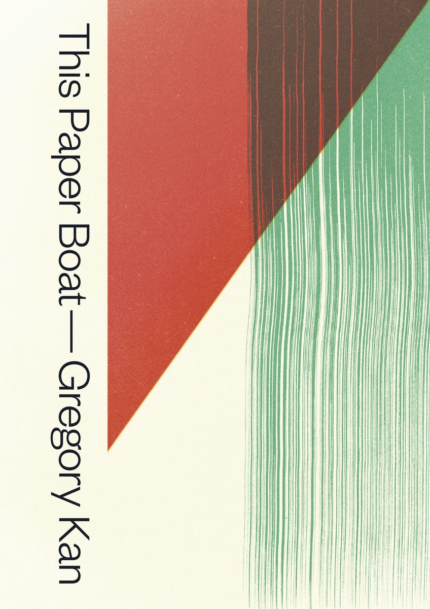 A red triangle is overlapped by a wide green brushstroke on this elegant book cover.