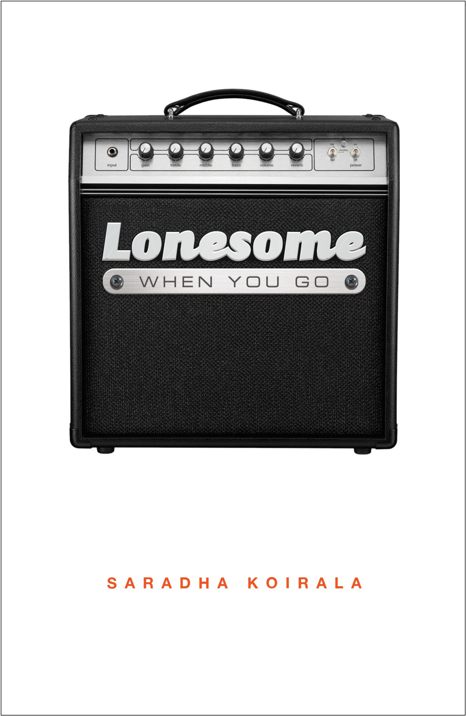 A guitar amp with the text 'Lonesome when you go' etched into it.