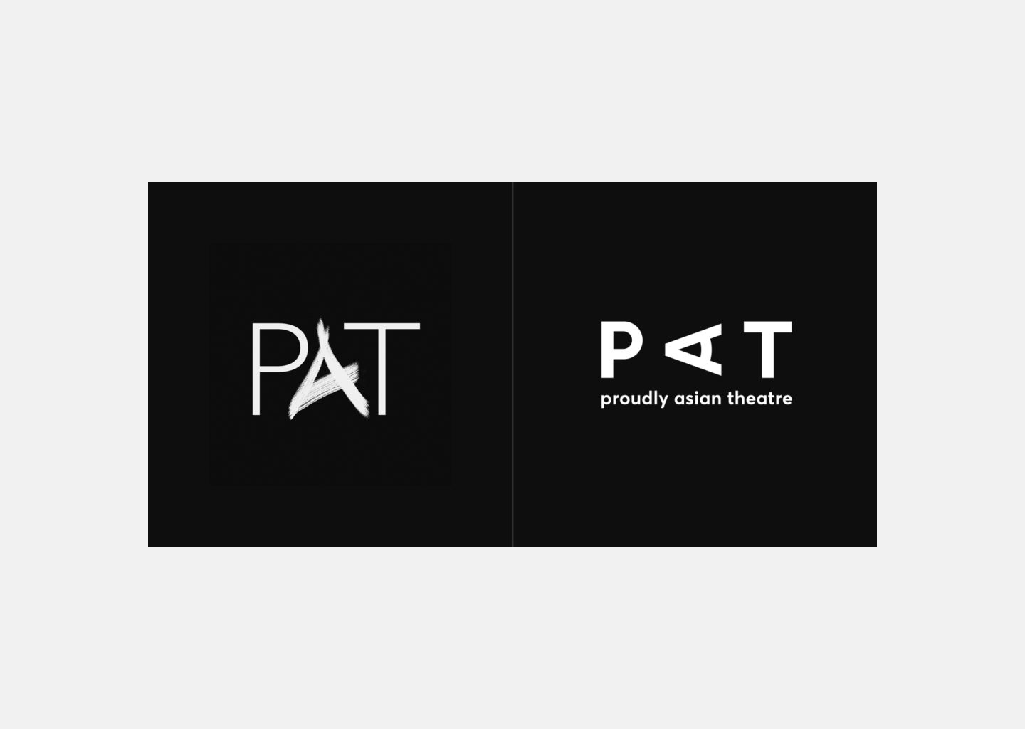 Old PAT logo next to new PAT logo on a black background.