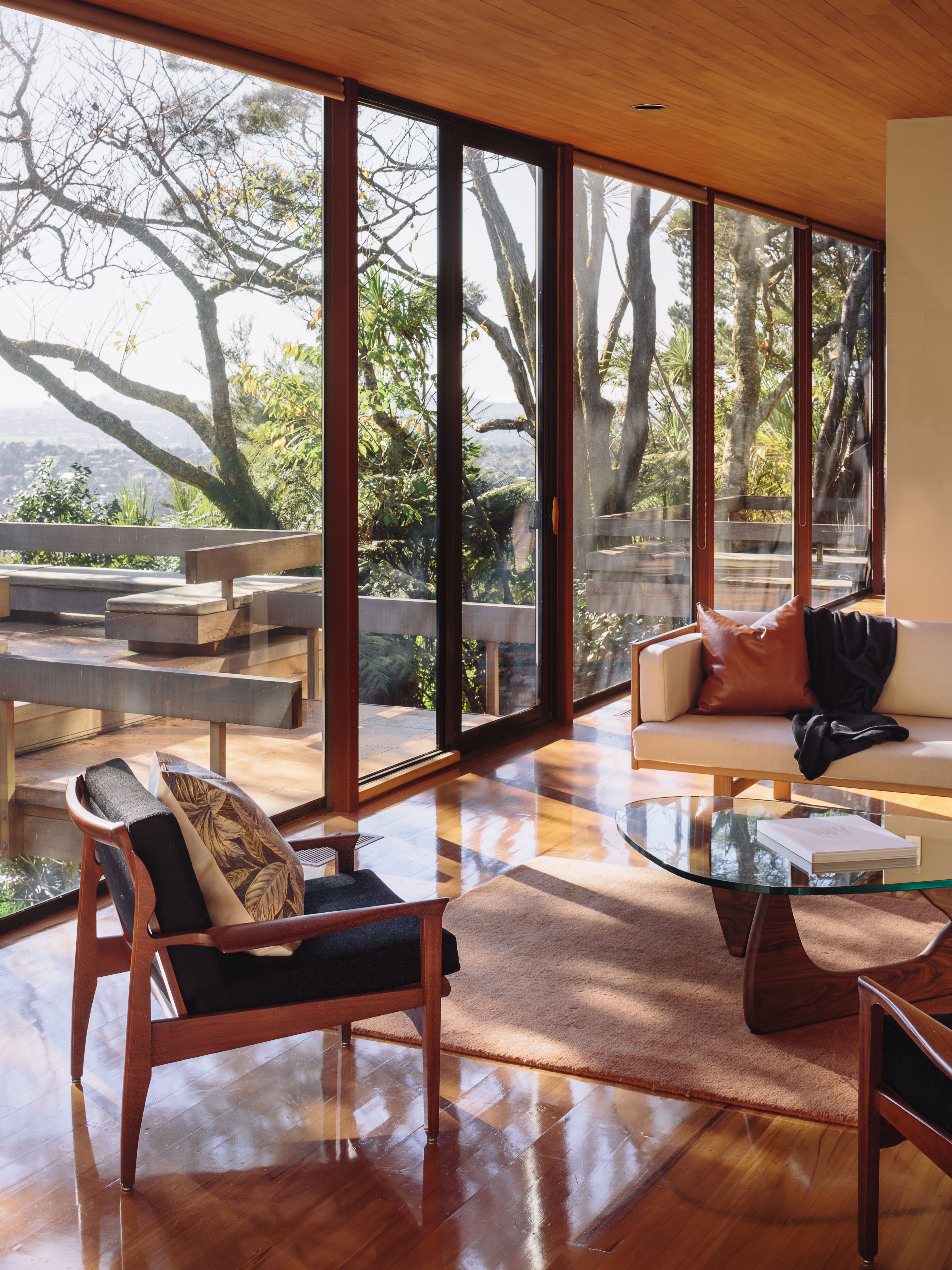 A large room with floor-to-ceiling glass windows