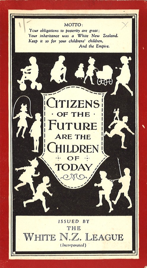 Pamphlet cover with black and white silhouettes of children playing.