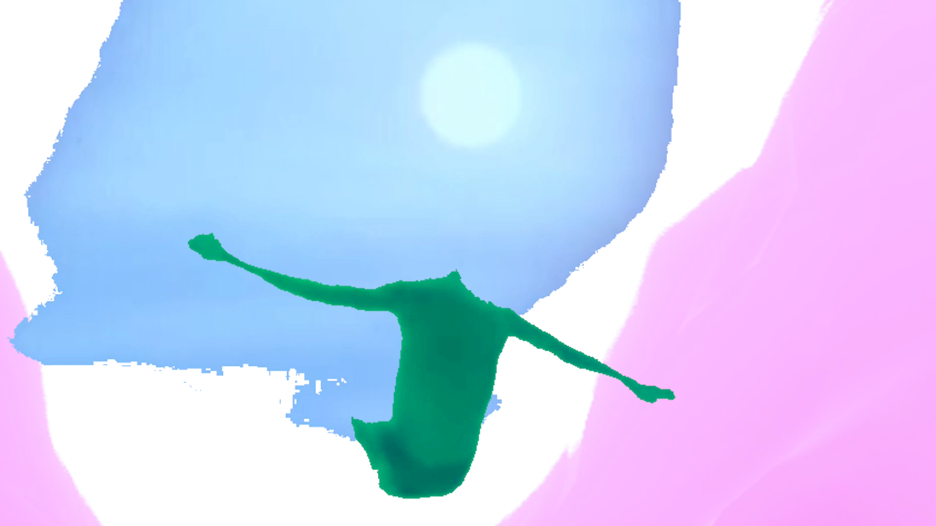 Blown out frame of a person leaping.