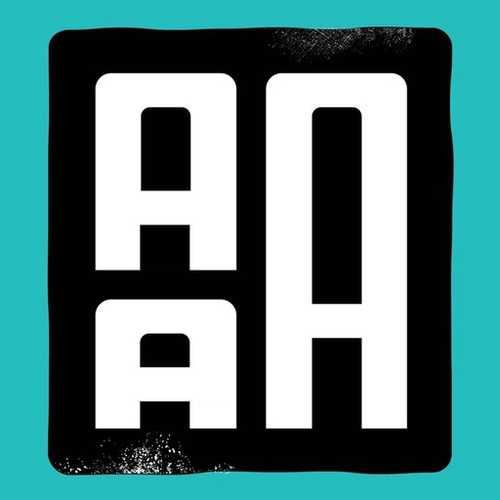 Black AAA logo and arts hui dates on a teal background.