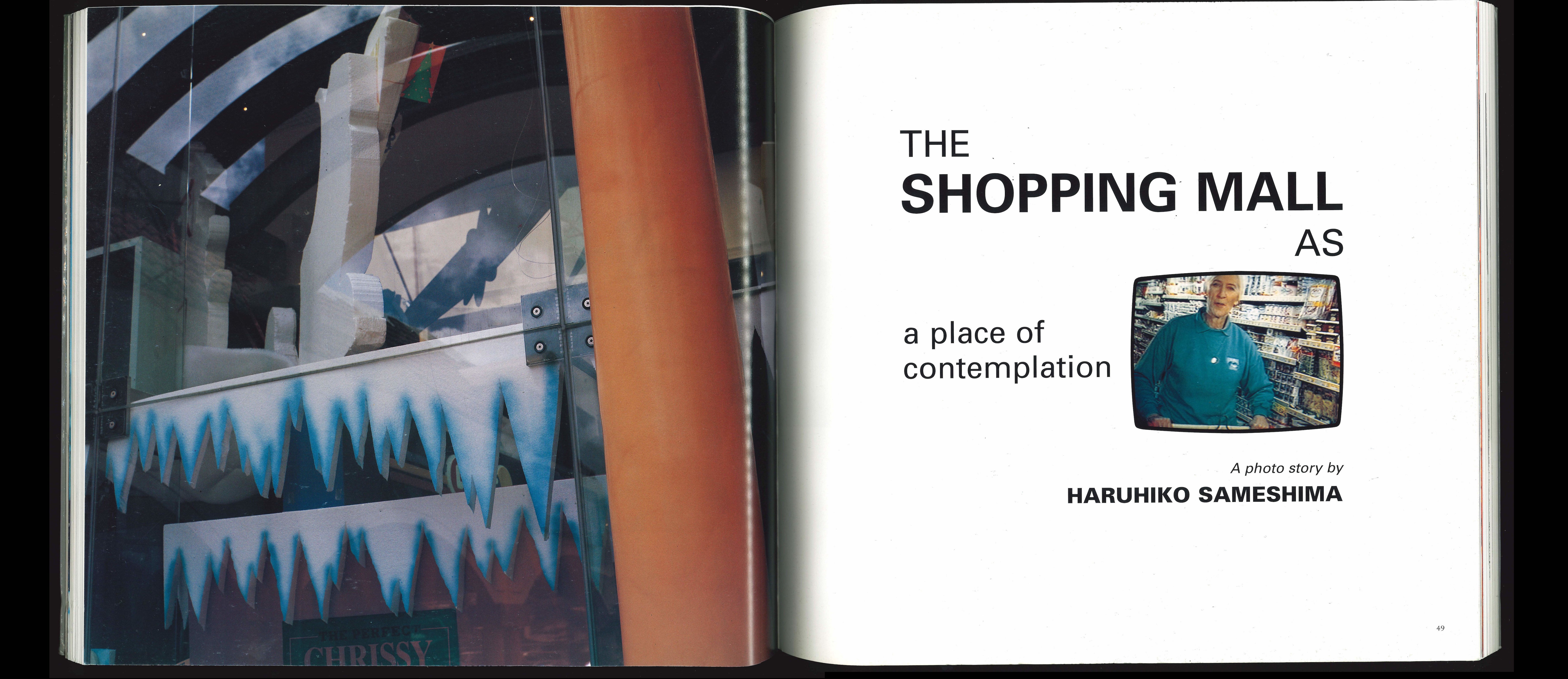 Double page spreads of Sameshima's photo essay including text and photographs in various layouts.