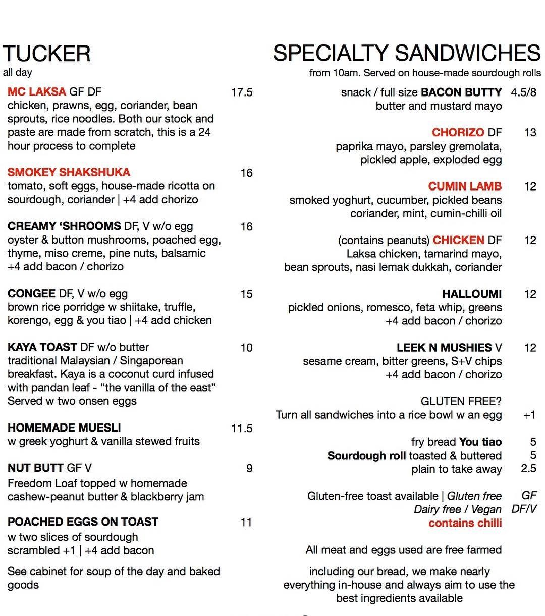 Typed menu
