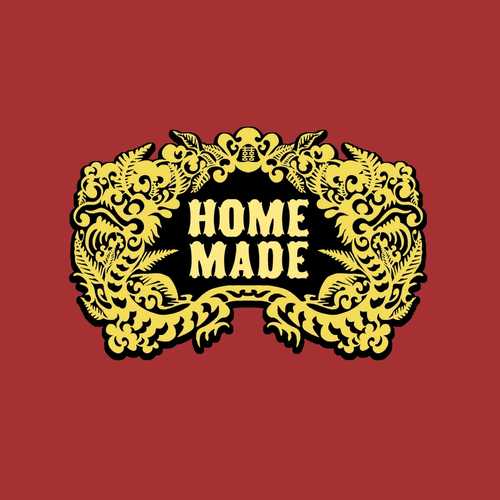 Red cover with the words 'Home Made' in yellow inside an ornate yellow and black Chinese dragon border