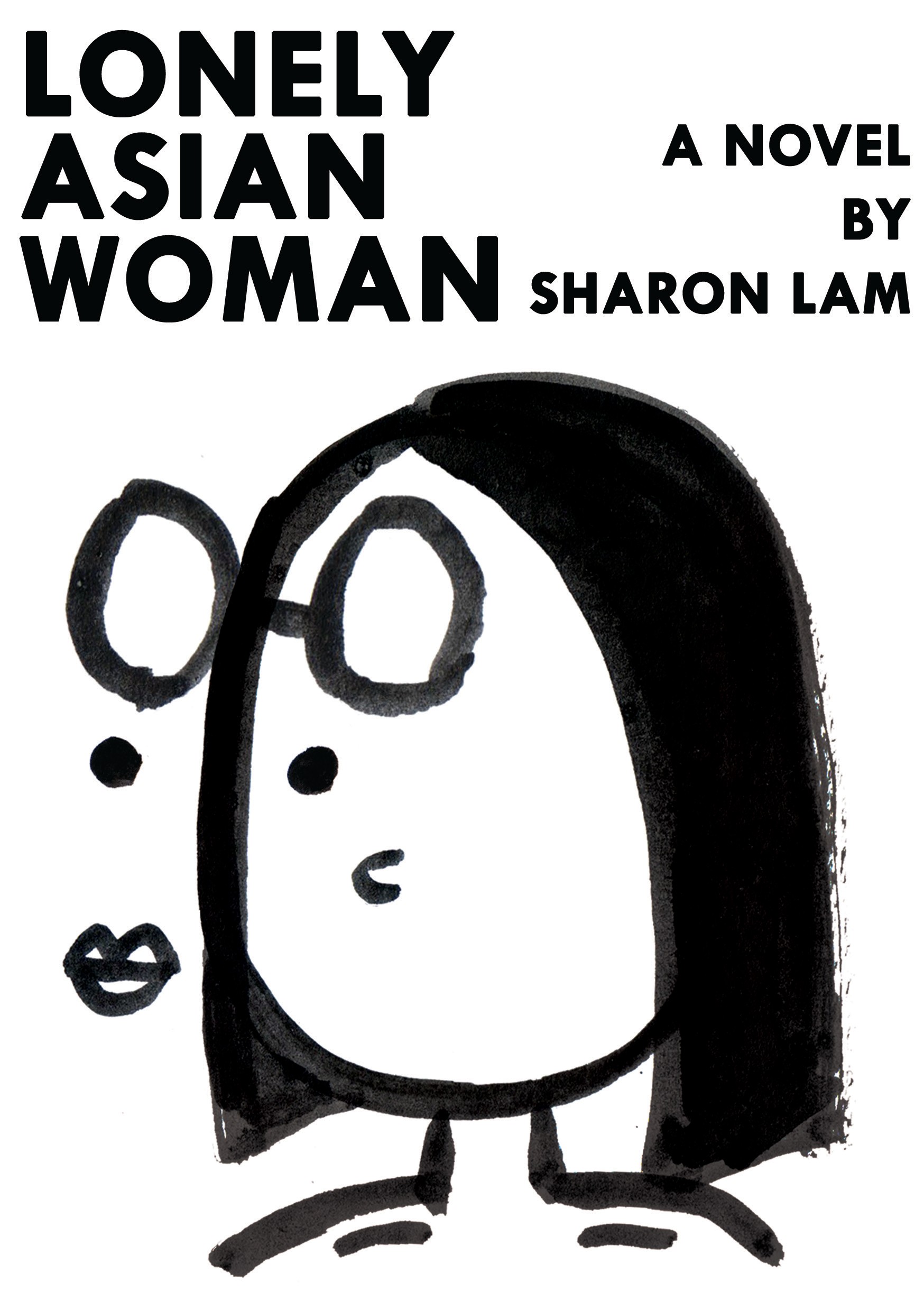 a black and white digital carton of a short hair woman with floating glasses