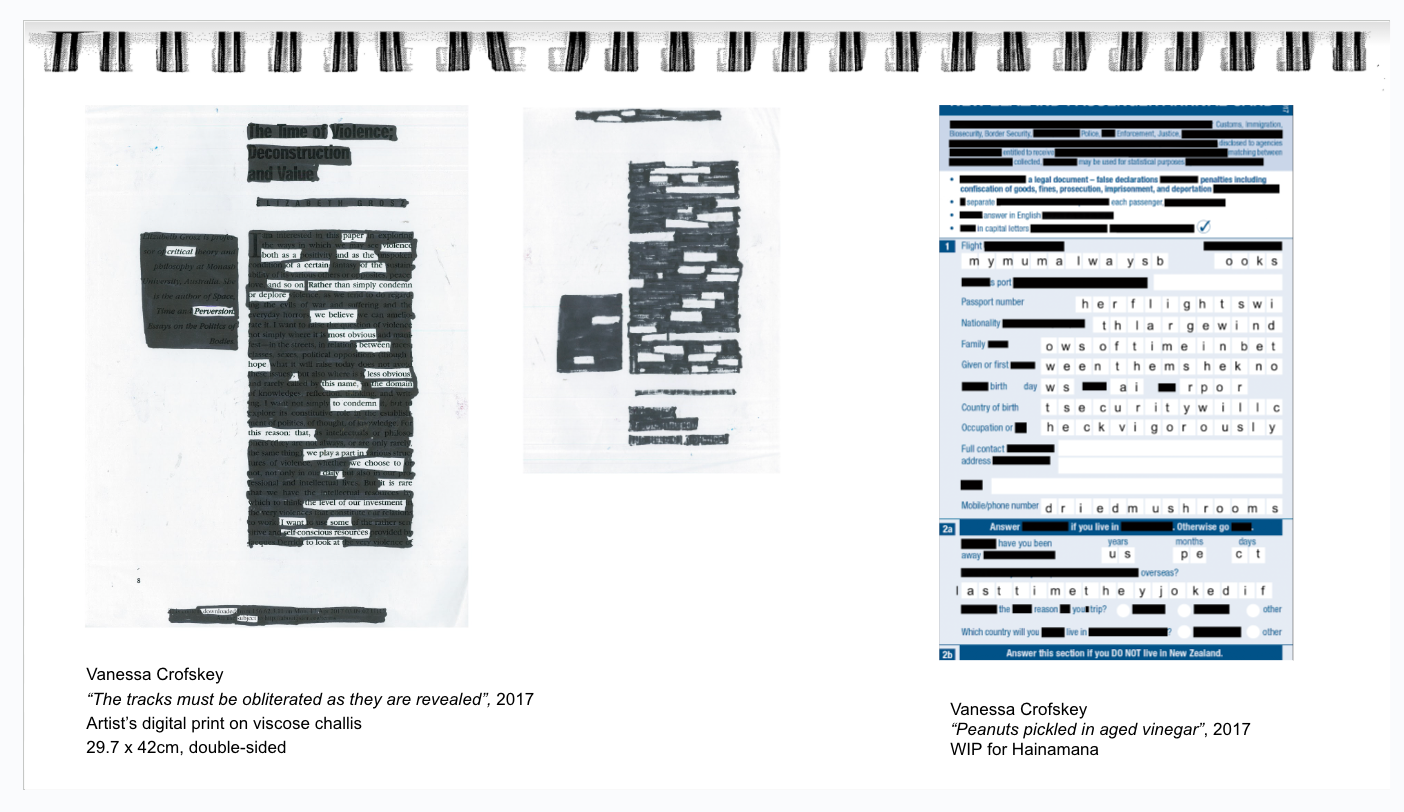 Scan of a notebook page showing redacted poetry.