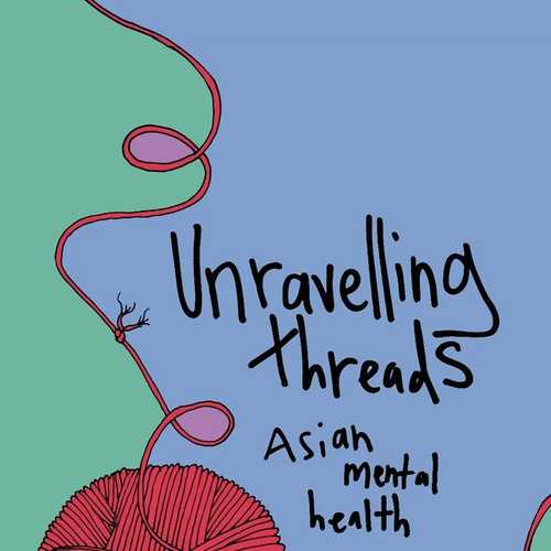 A red ball of thread unravelling on a green and blue background with handwritten title text.
