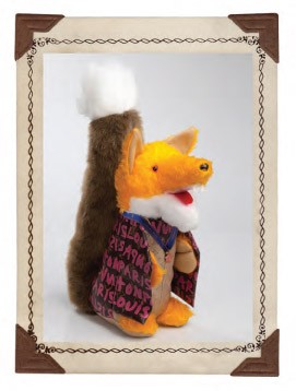 Photo of a model of Basil Brush in a waist coat
