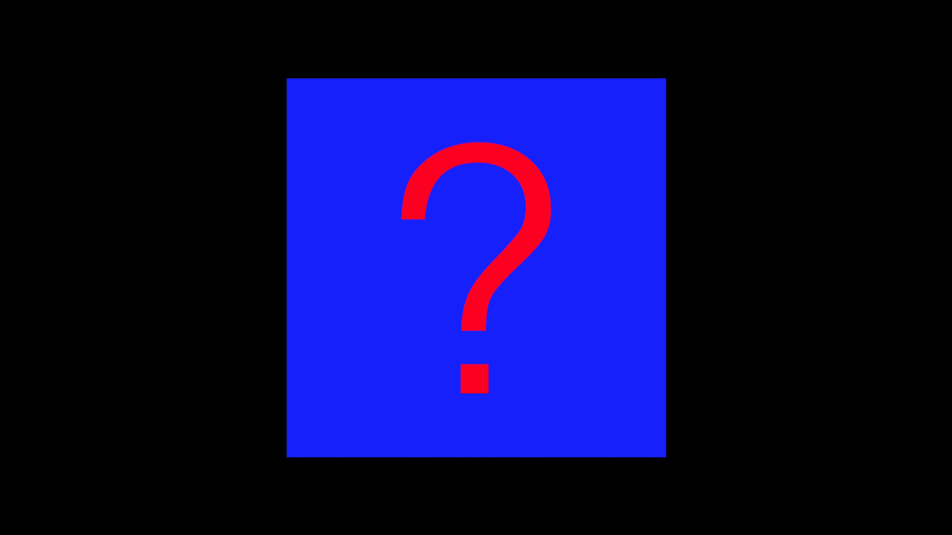 Red question mark on blue background.