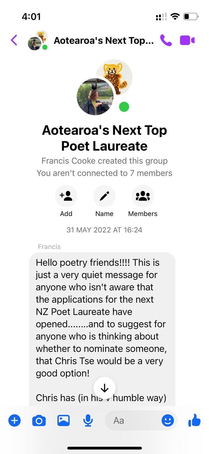 Screenshot of a Facebook Messenger group.