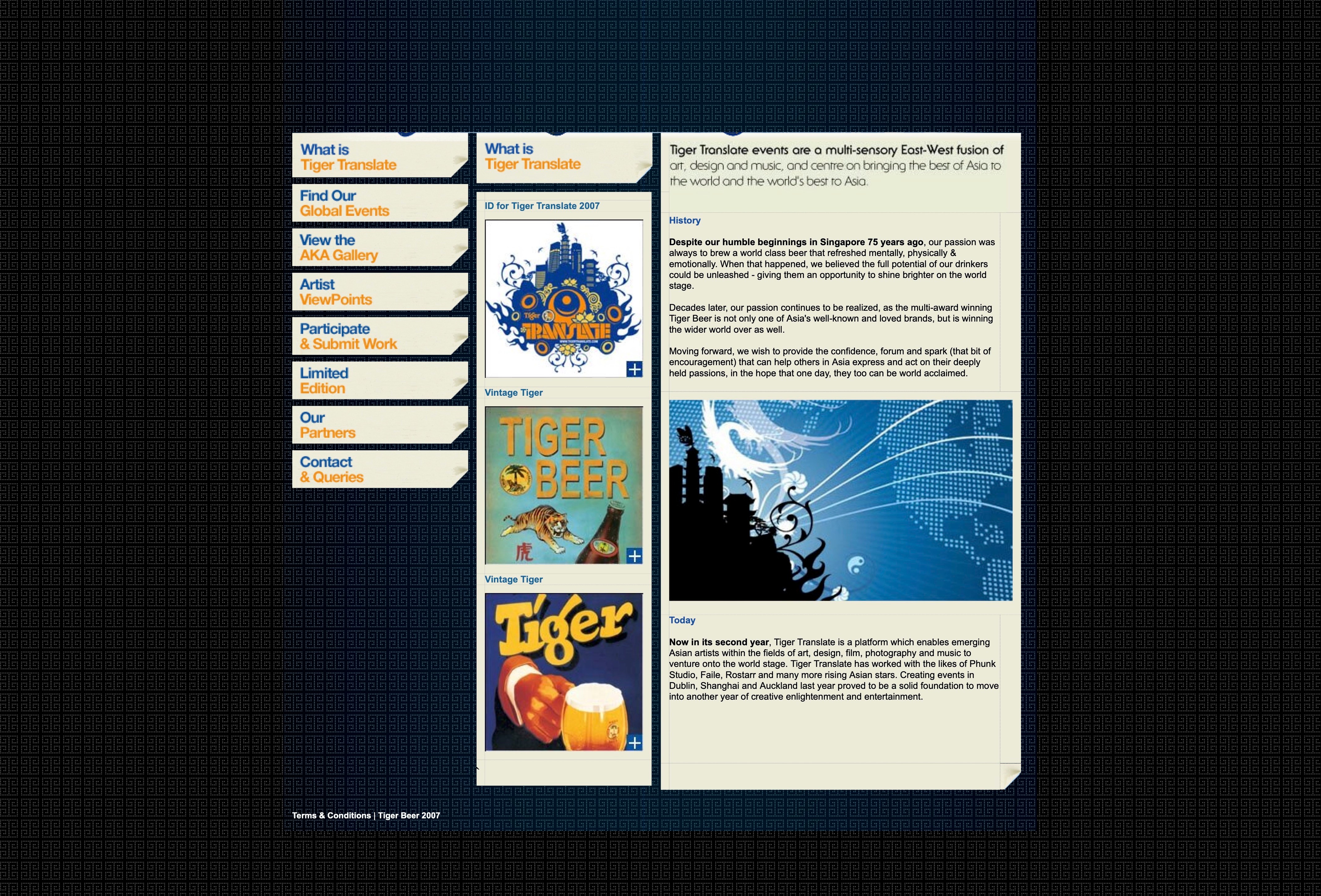 A website from 2007 with text and bright graphics.