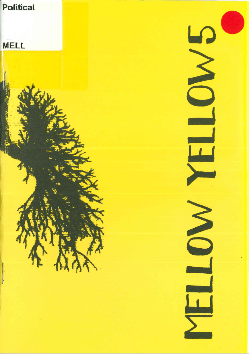A yellow cover with a black illustration of lung blood vessels on the left side and vertical hand written text along the right that says "Mellow Yellow 5".