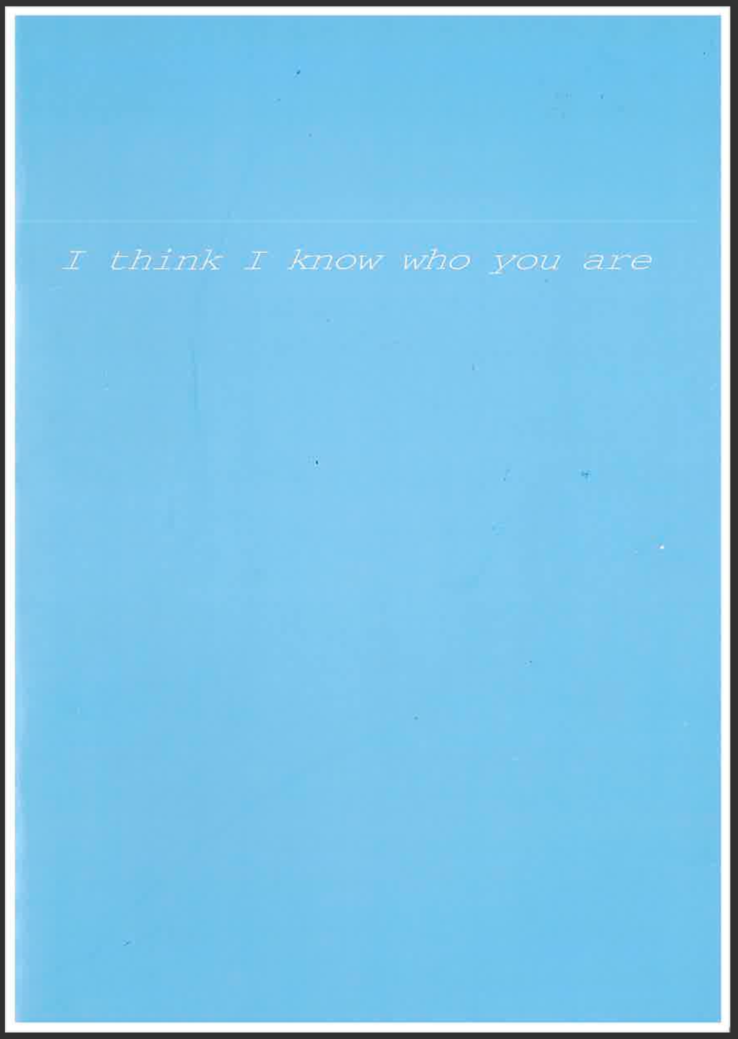 Light blue book cover with thin white text