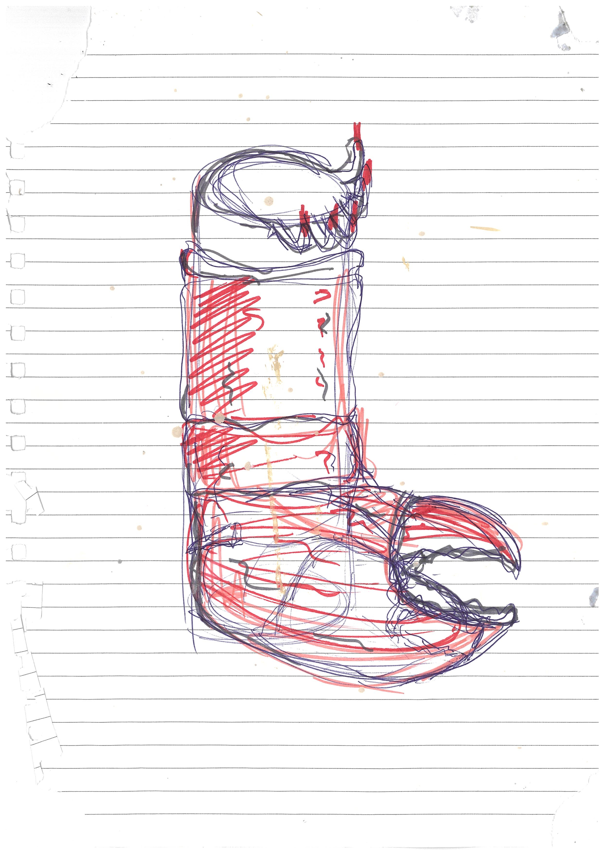 sketch of a lobster claw leg