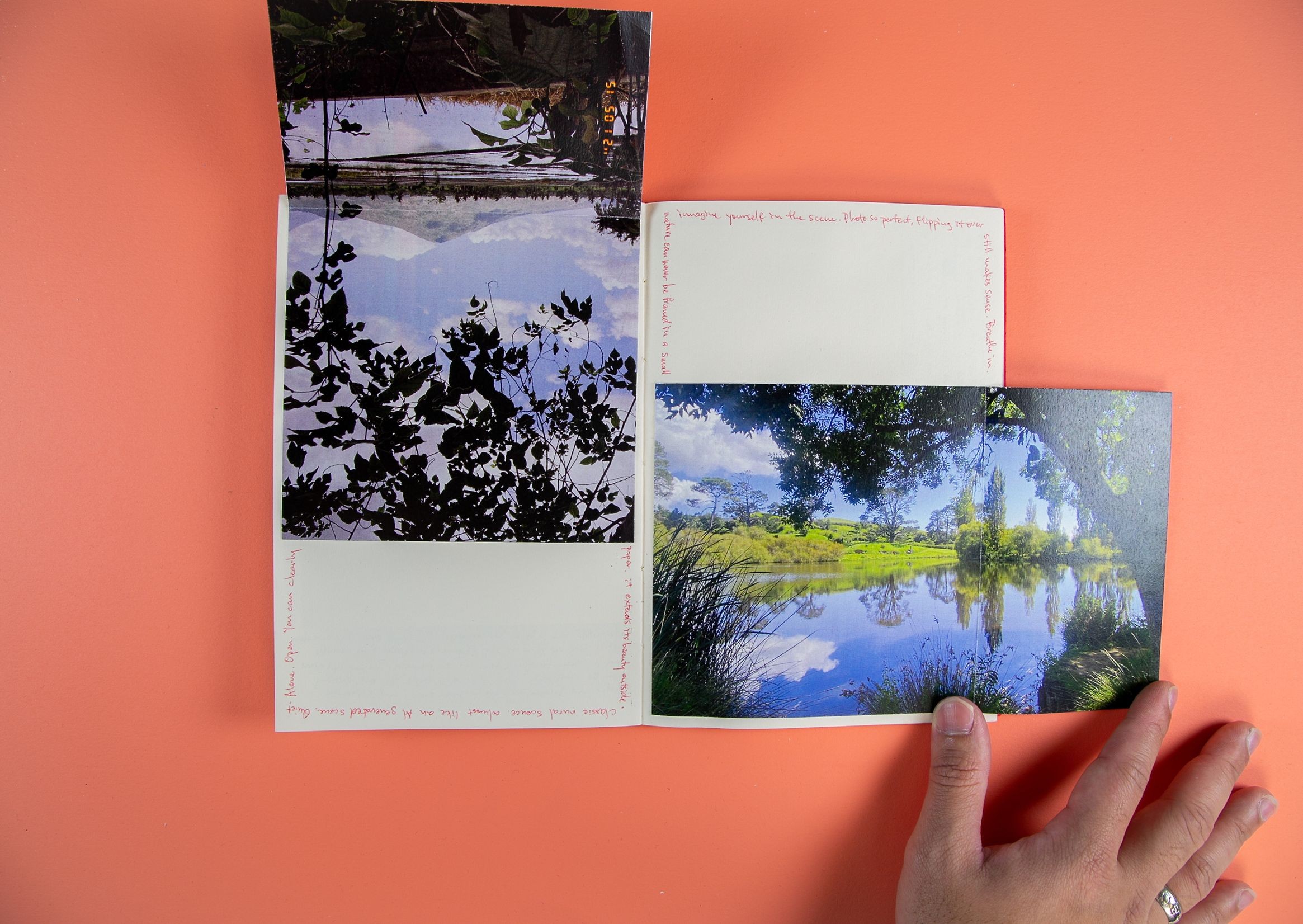 Pull-out images of vistas - one view is from the Philippines, the other from Aotearoa