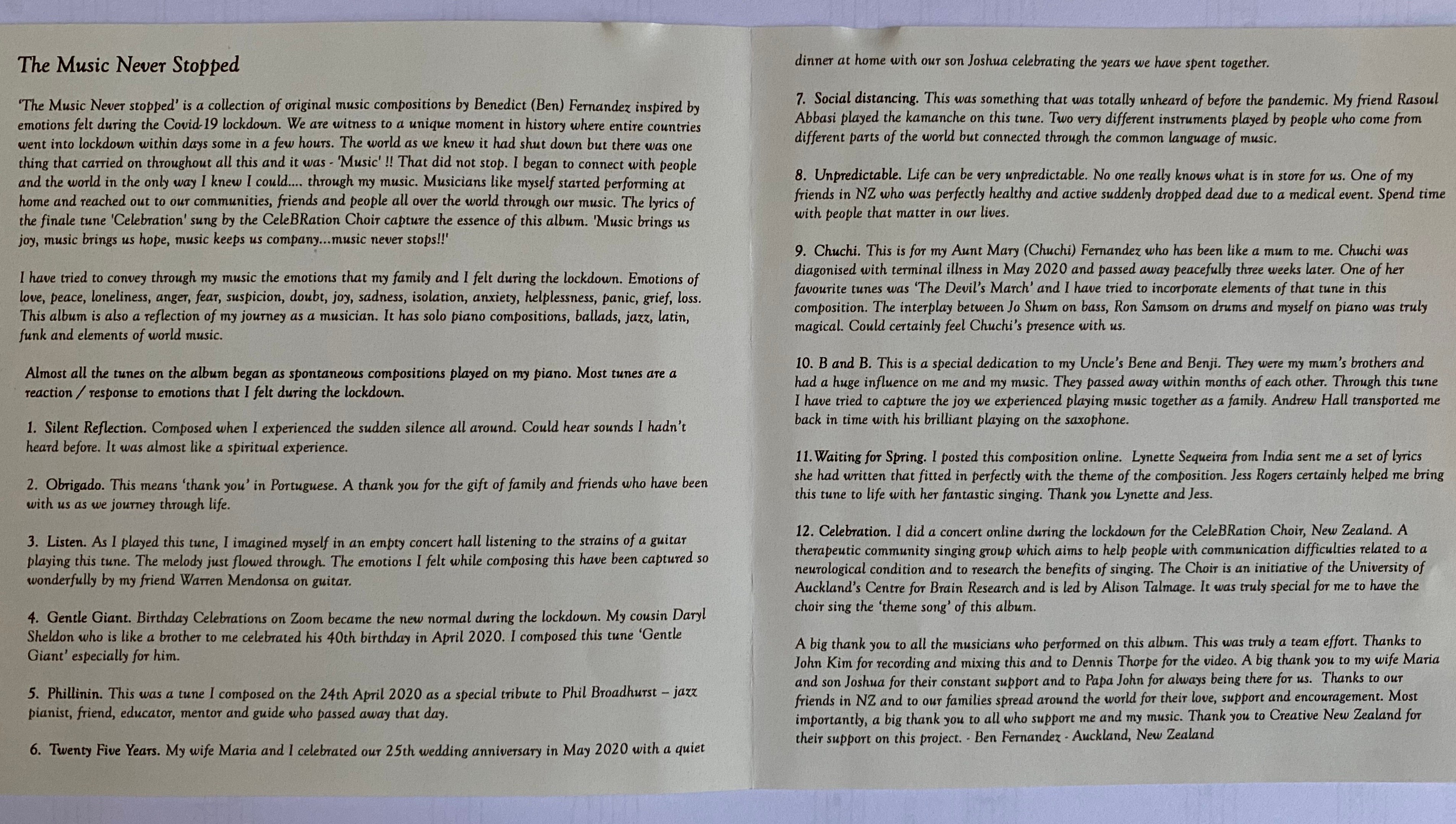 An album's liner notes