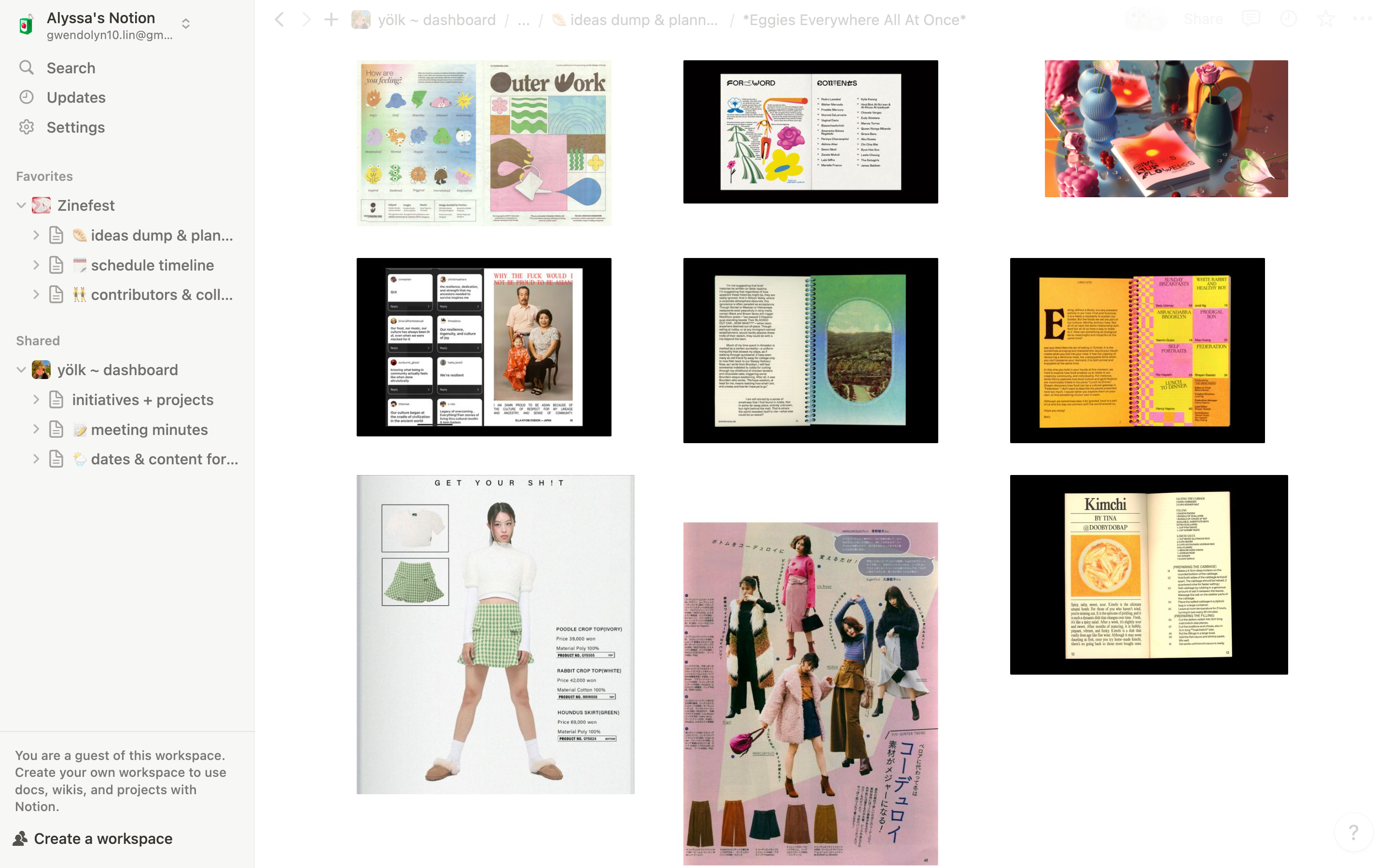 Several different page layout and spread options in various design styles and colours. 