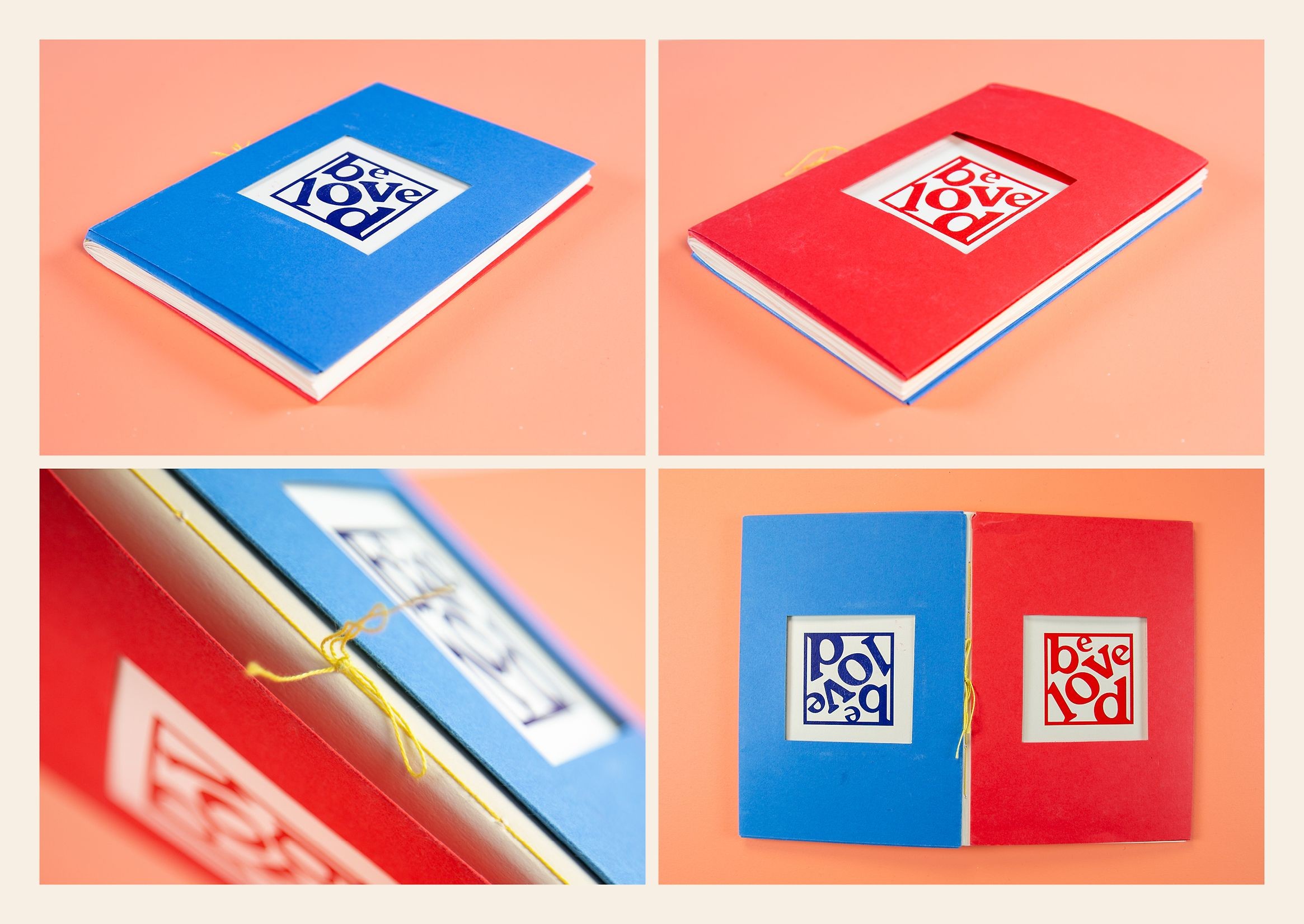 photos of zine covers – one in blue, the other red, both titled 'beloved'