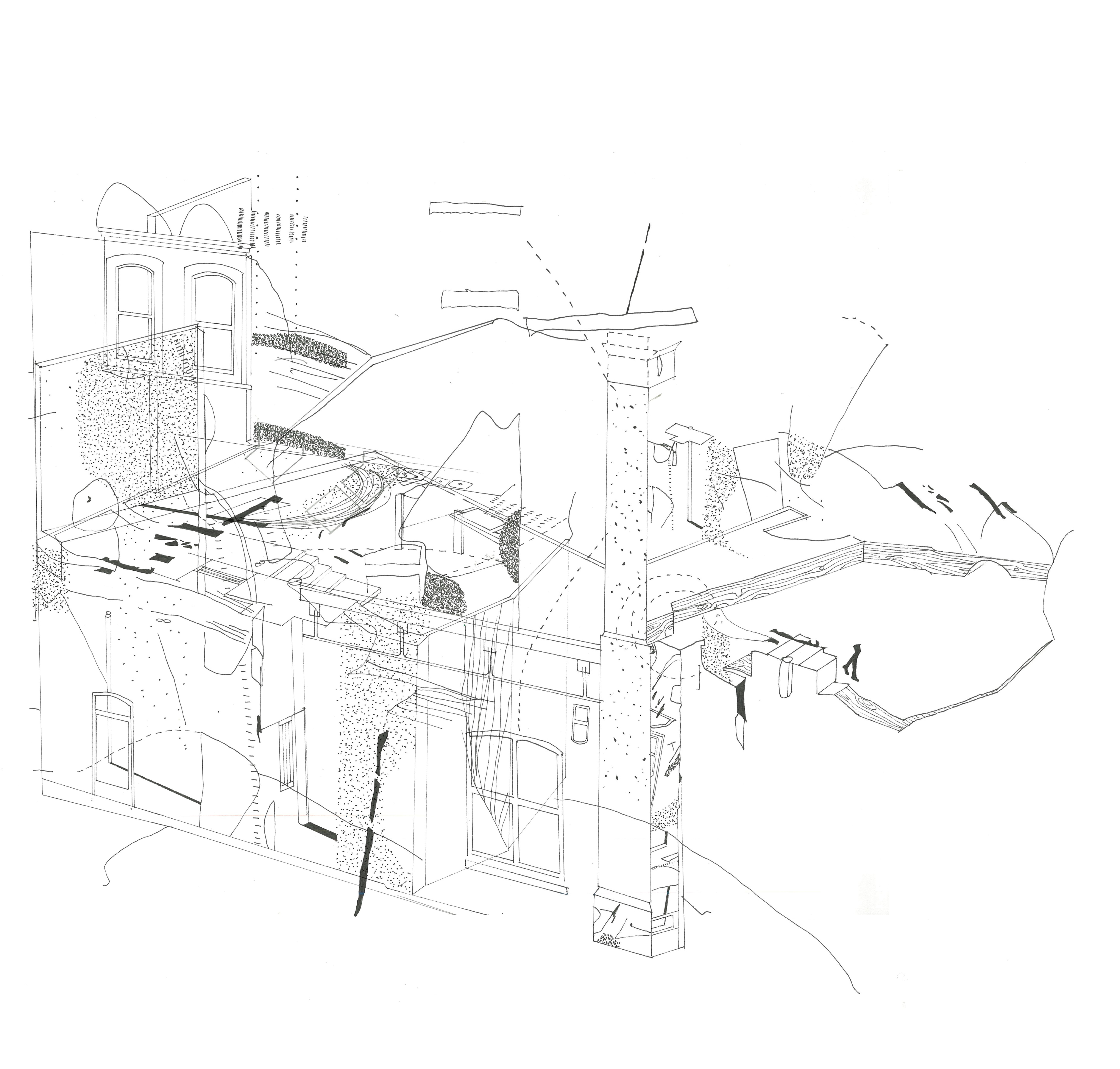 line drawing of architecture