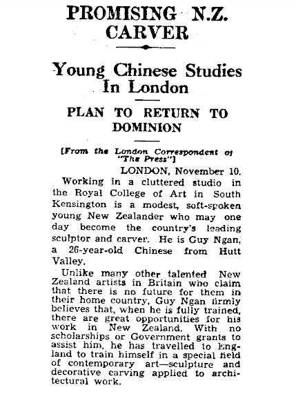 A newspaper column about Guy Ngan studying in London.