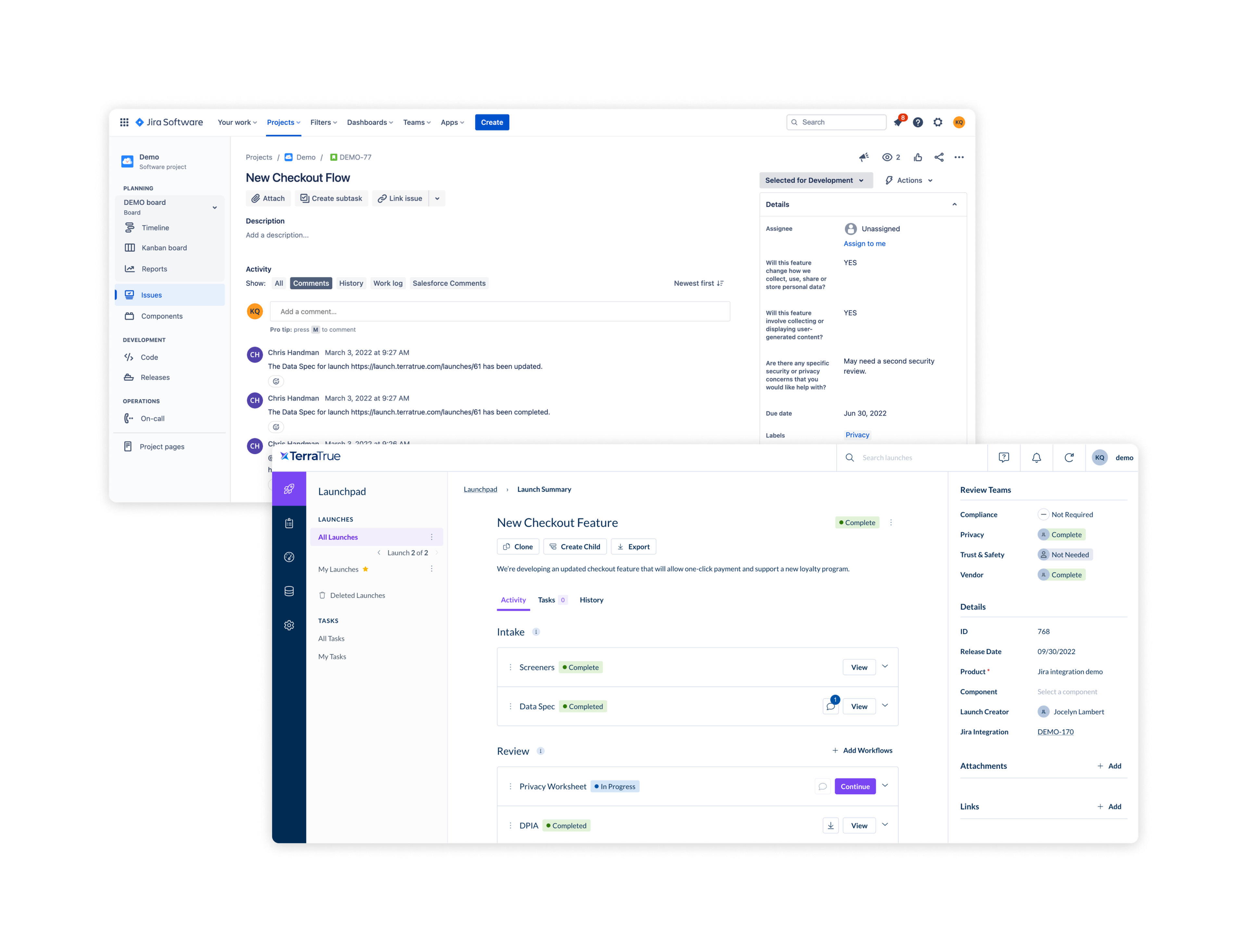 Jira Launchpad overlay with TerraTrue