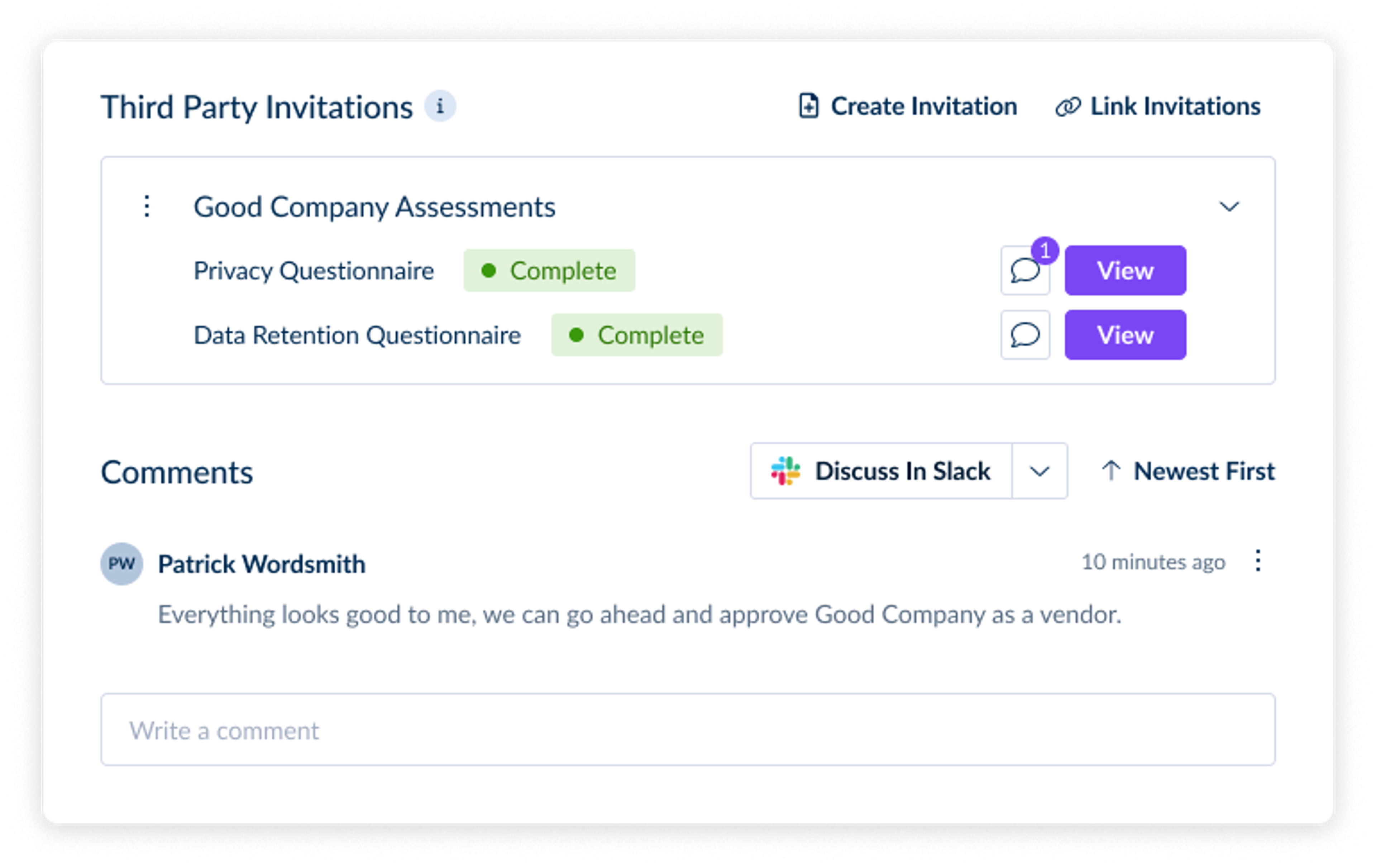 Assessment modal