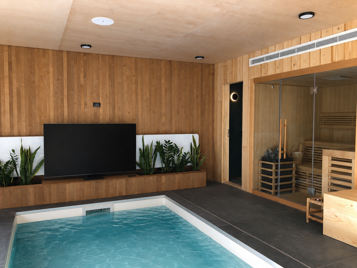 Espacio relax. Piscina y sauna. Arquitectura para el bienestar
