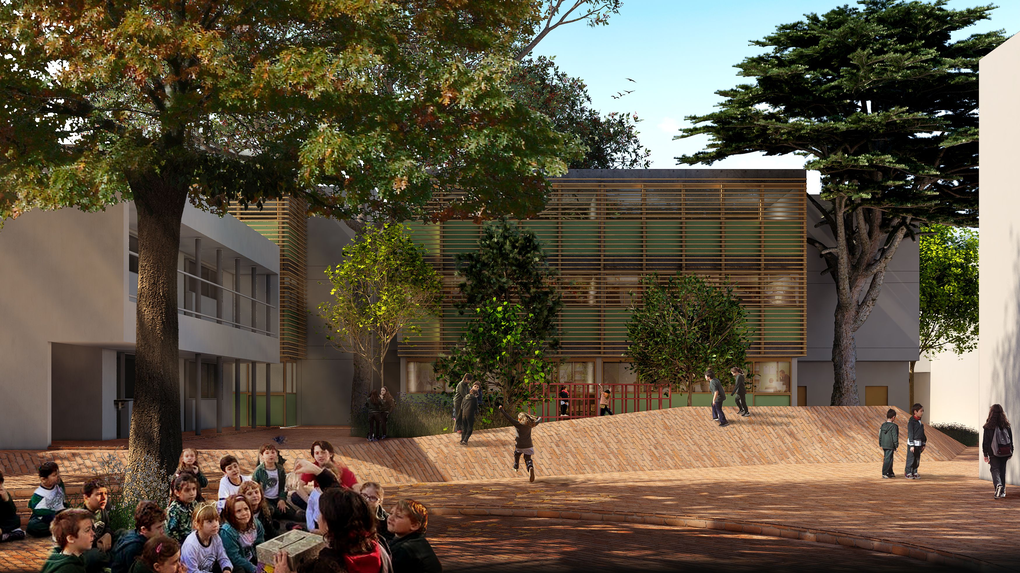 Patio colegio. Diseño de espacios educativos