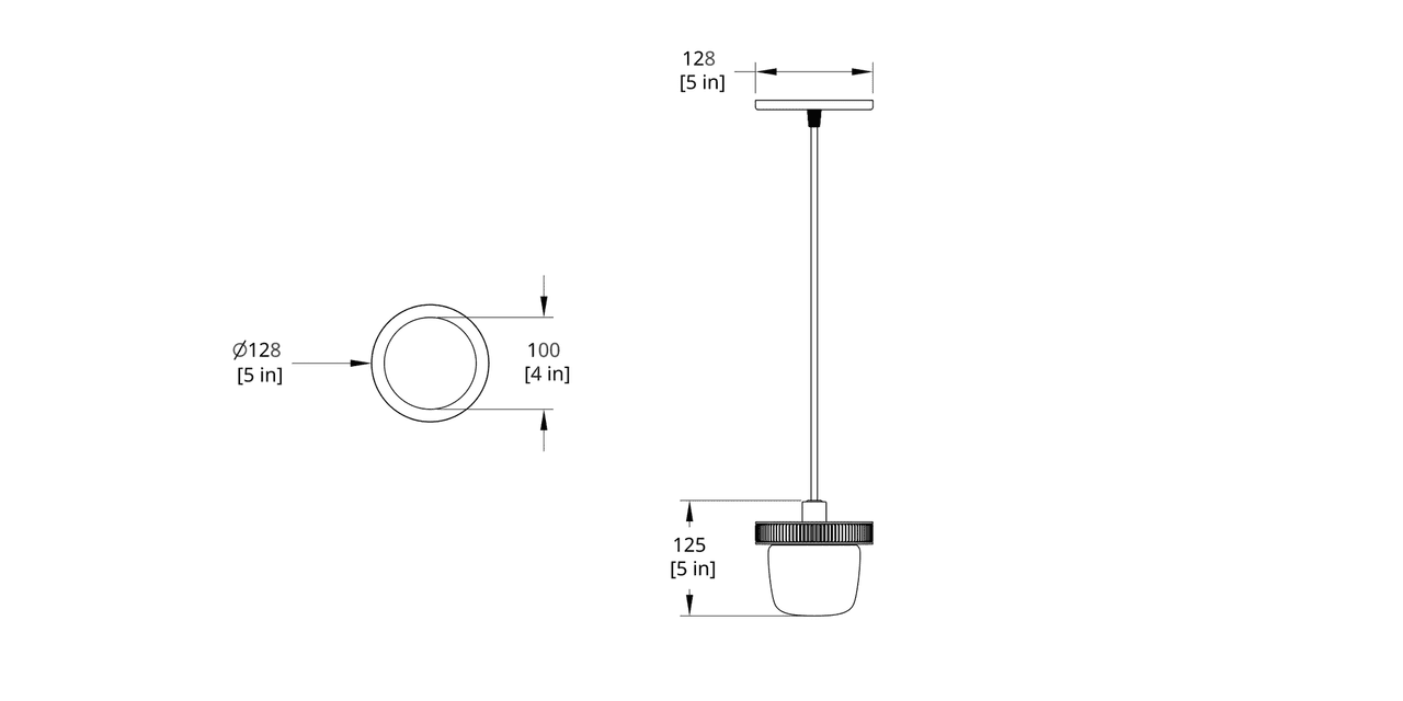HP-0-A Hoist Pendant Bare Small Diffuser Dimension