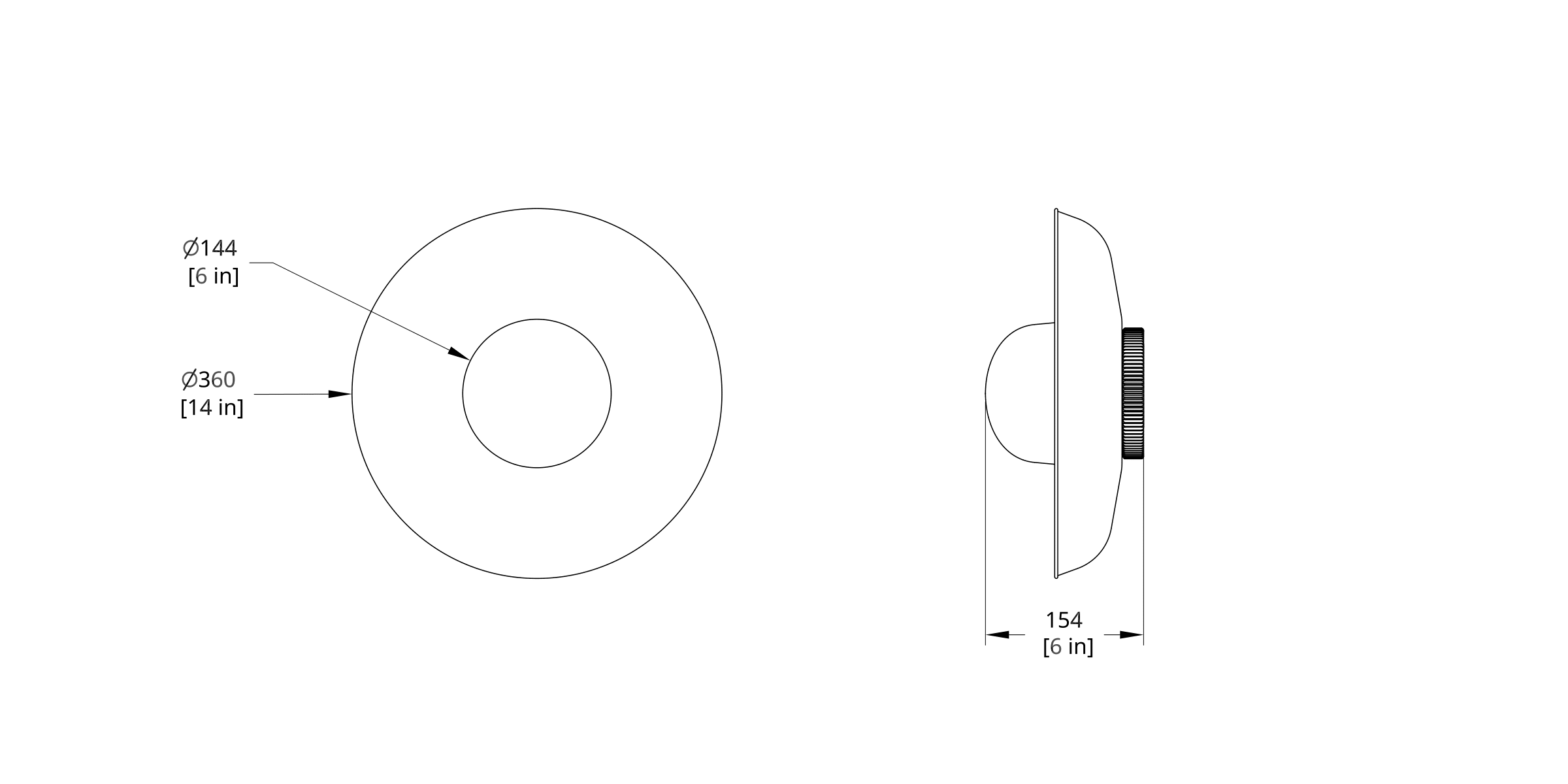 HS-14-B Hoist Sconce Large Diffuser Dimension