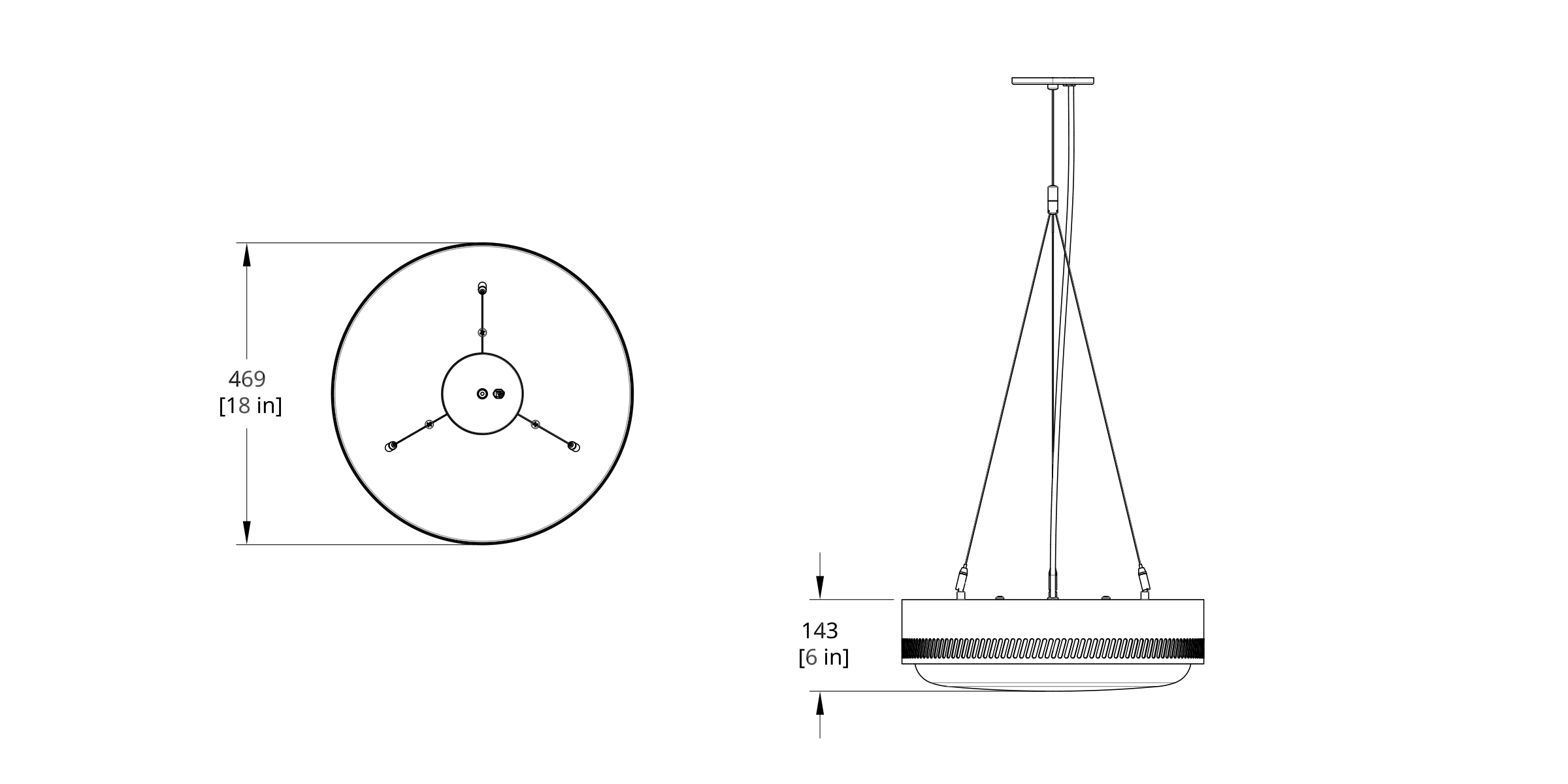 CTP-18-DI Centro Pendant Direct Indirect Dimension